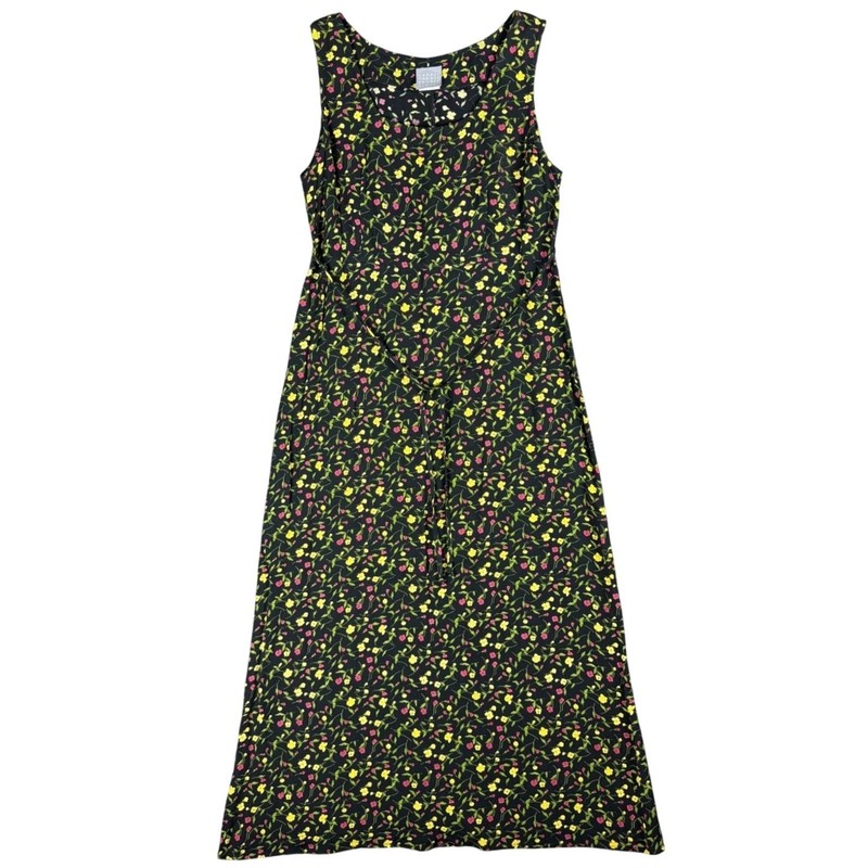 Rabbit Rabbit Designs Black Floral Rayon Sleeveless Maxi Dress 12 2073E01 Turkey
