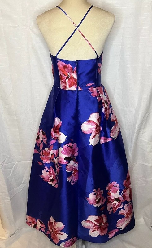 By and By Royal Blue Pink Floral Ladies Formal Dress 15 Prom Pockets Wedding gallery