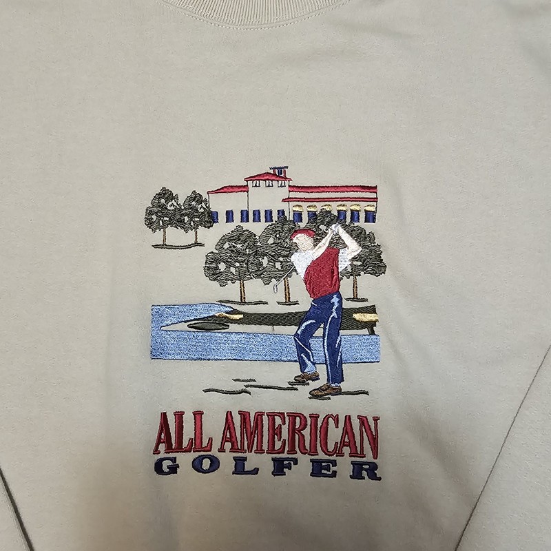 NWT VTG 90s MC Sport All American Golf Embroidered Crewneck Sweatshirt Sz XL gallery