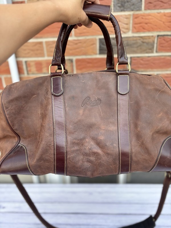 VINTAGE ROOTS X FORD BROWN LEATHER DUFFLE BAG