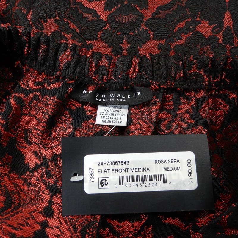 BRYN WALKER Medina PANTS Rosa Nera Brocade Lantern Tapered Wide Leg NEW $190 gallery