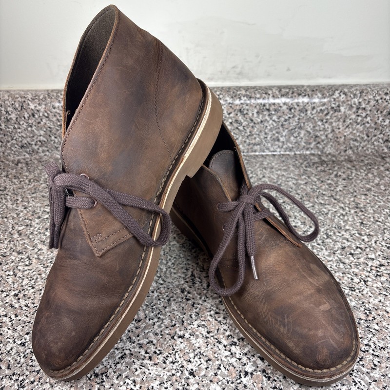 Clarks Bushacre 3 15522 Brown Oil Tanned Leather Chukka Boots Men's US9/UK8 VGUC gallery