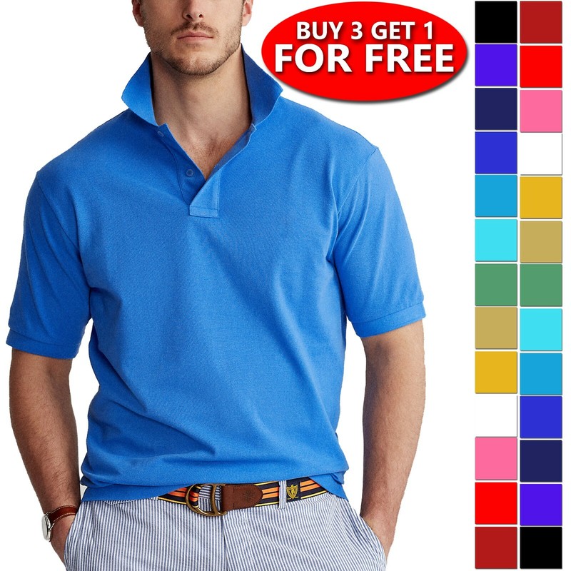 Men’s Causal Cotton Polo Shirt Jersey Short Sleeve Sport Causal Golf T Shirt