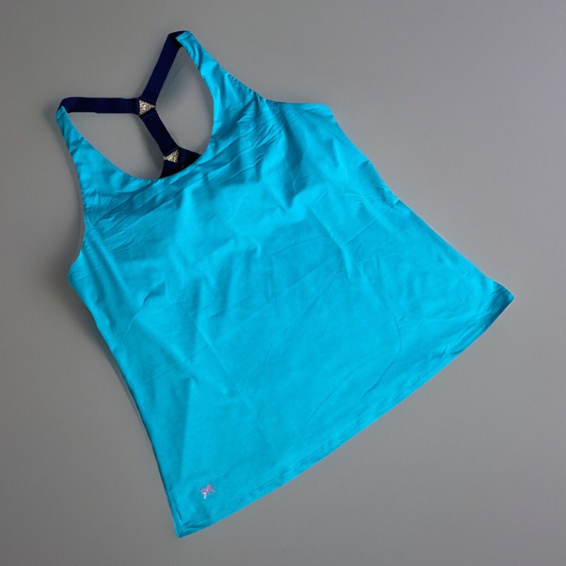 Ruby Ribbon #1819 Size 44 Sport Demi Tank Turquoise w/Navy Straps Women’s