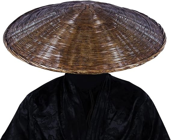 Samurai Swordsman Cosplay Bamboo Hat – Japanese Asian Hat, Dia.21 Inches Depth 4