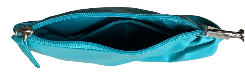Turquoise Faux Leather Wristlet 8x5x1” Zip Silver Hardware Interior Zip Pocket gallery
