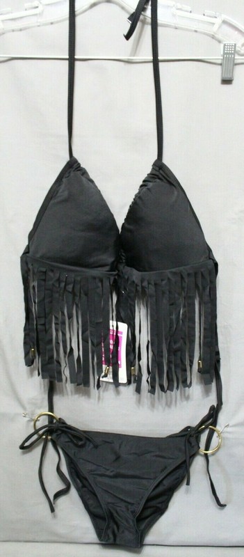 SWIMMART BIKINI womens 2 piece black 80% nylon 20% spandex Size Small/Medium NEW