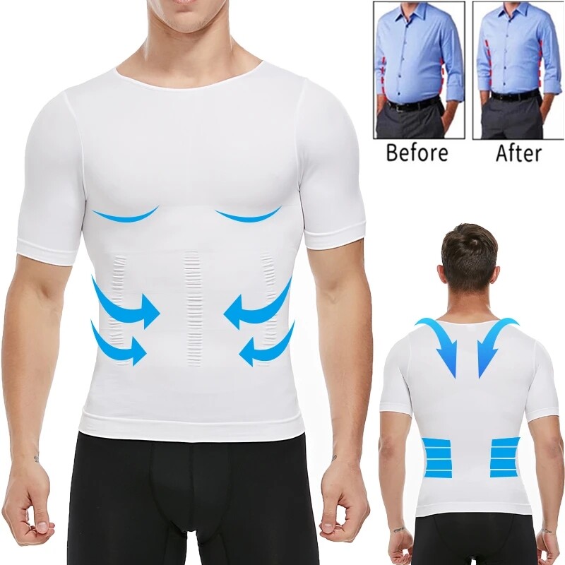 Men's Compression Slimming Body Shaper Gynecomastia Shirt Posture Corrector Vest gallery