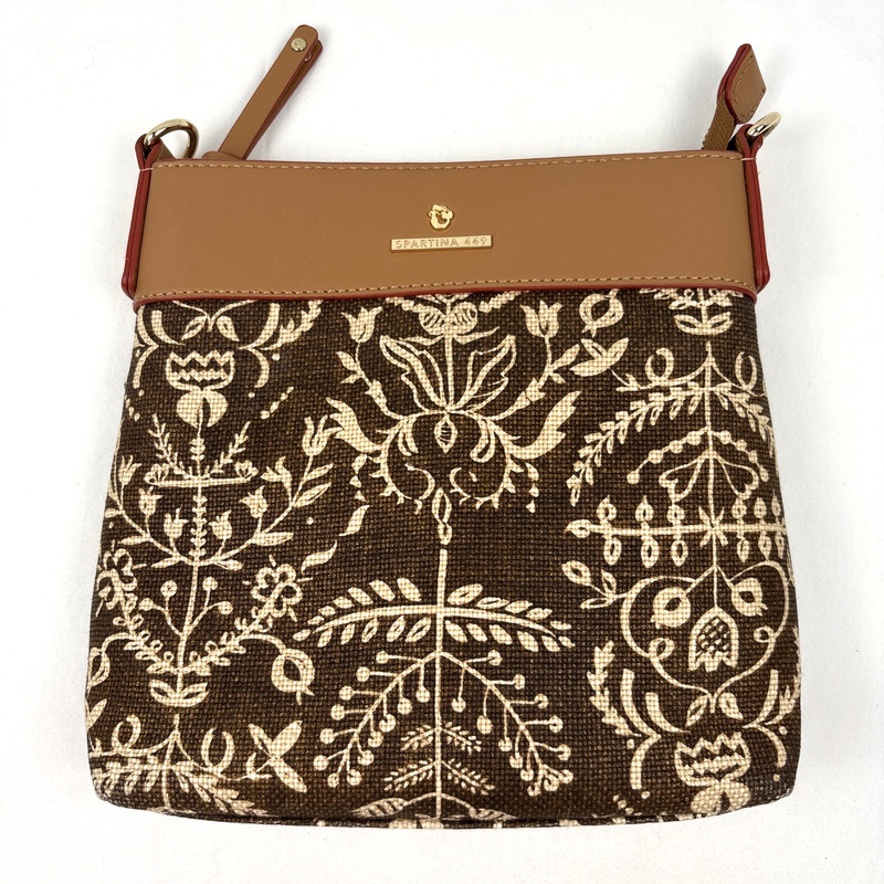 NEW Spartina 449 Brown Floral Messenger Crossbody w/Detachable Crossbody Strap gallery