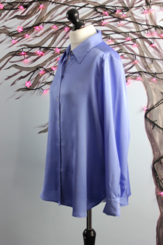 M&S Collection Satin Look Periwinkle Shirt Summer City Academia UK 16 EUR 44 gallery