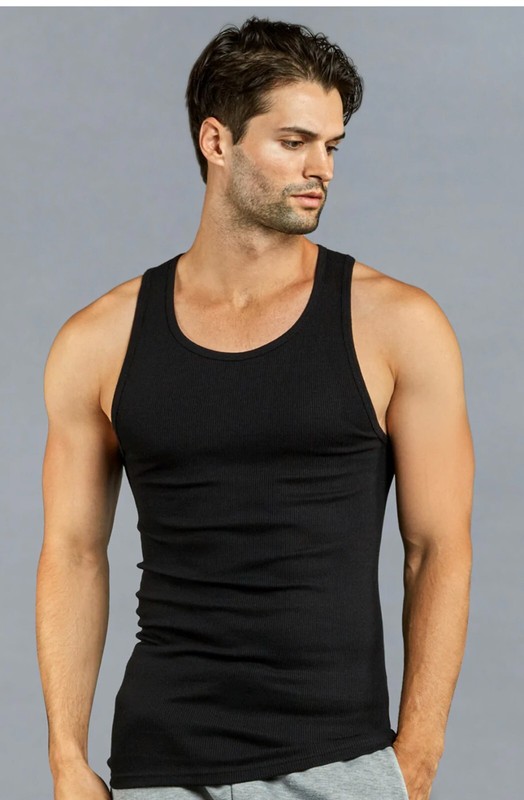 3 Packs Men 100% Cotton Ribbed Tanktop A-Shirt Wife Beater Undershirt Lot gallery