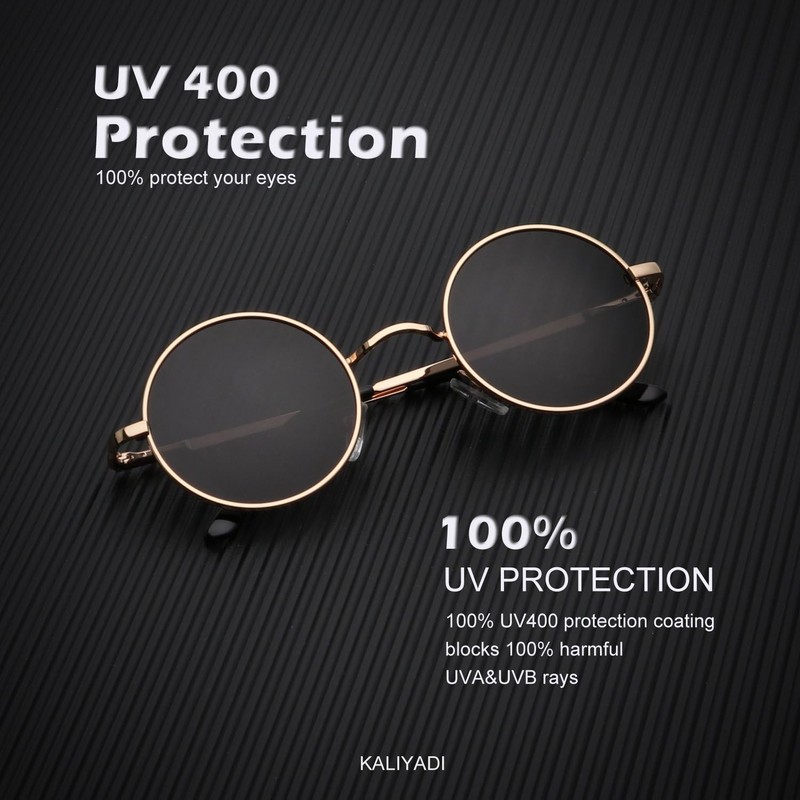 KALIYADI Round Polarized Sunglasses for Men Women Retro Metal Hippie Circle Styl gallery