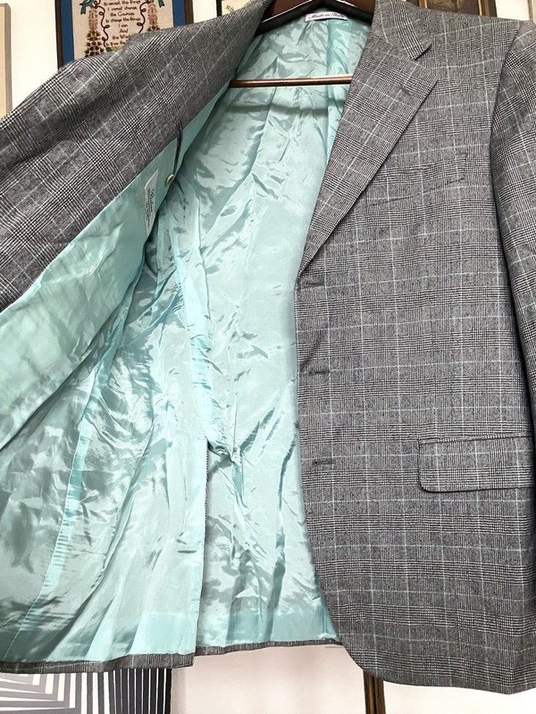 BOLD Belvest Grey Glen Plaid Prince of Wales FLANNEL Wool Sport Coat 44 R ITALY gallery