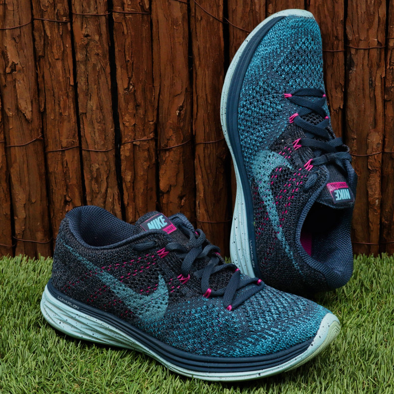 Nike Flyknit Lunar 3 Running Squadron Blue Pink US 6 UK 3.5 EUR 36.5 23cm