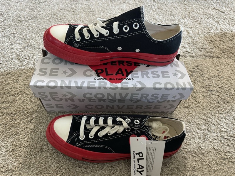 Converse x COMME des GARCONS PLAY Chuck 70 Low Black Red Sole Size 8 New In Box gallery