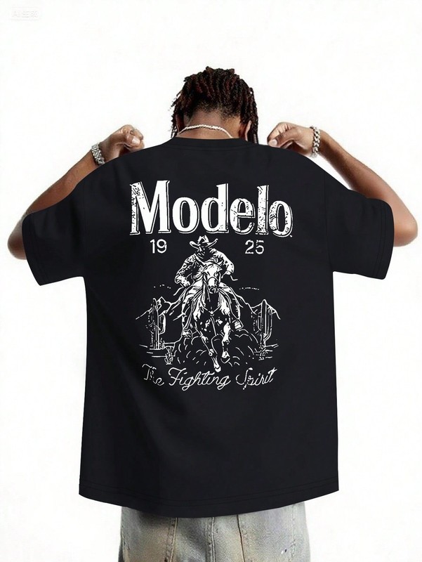 Modelo Graphic Print Men's 100% Cotton T-Shirt, Casual Sports Style Top T-Shirt gallery