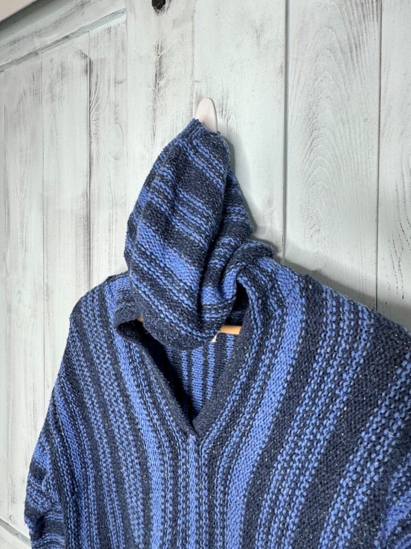 OUTERKNOWN HANA BLUE COTTON LINEN SILK HOODED PULLOVER POCKET BEACH SWEATER S gallery