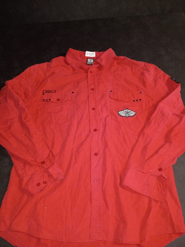 Enyce Men’s Red Short Sleeve Shirt, Size Extra Large, Button-Up, Hip-Hop, Y2K