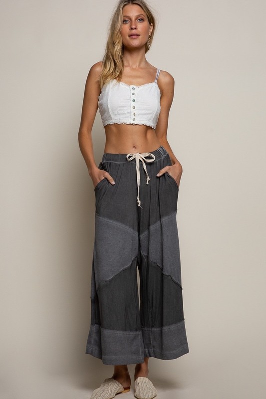 POL Relaxed Knit Wide Leg Pants with Drawstring Waistband Women's in Black gallery