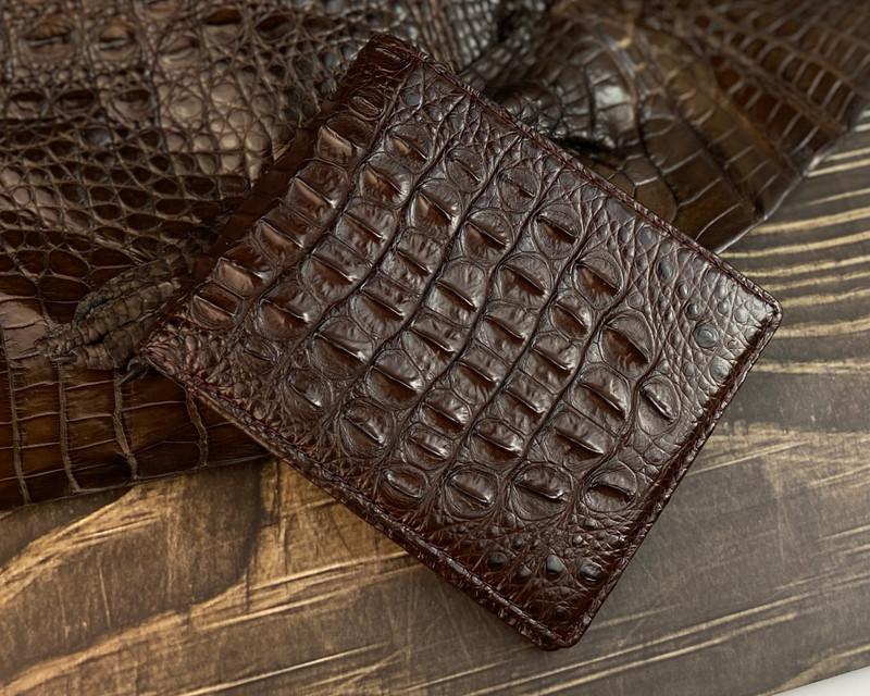 Genuine Crocodile Bifold Leather Wallet Handmade RFID Blocking Wallet Men’s