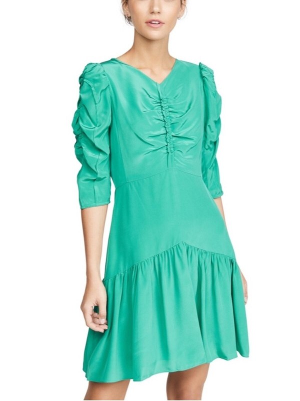 NWT Rebecca Taylor 100% Silk Ruched Mini Dress | Size 0