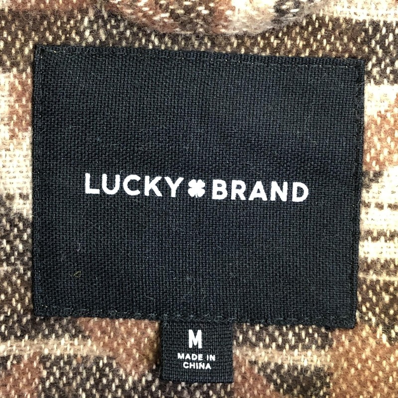 Lucky Brand Jacket Mens Medium Brown Flannel Shirt Jacket Tribal Print 170464 gallery