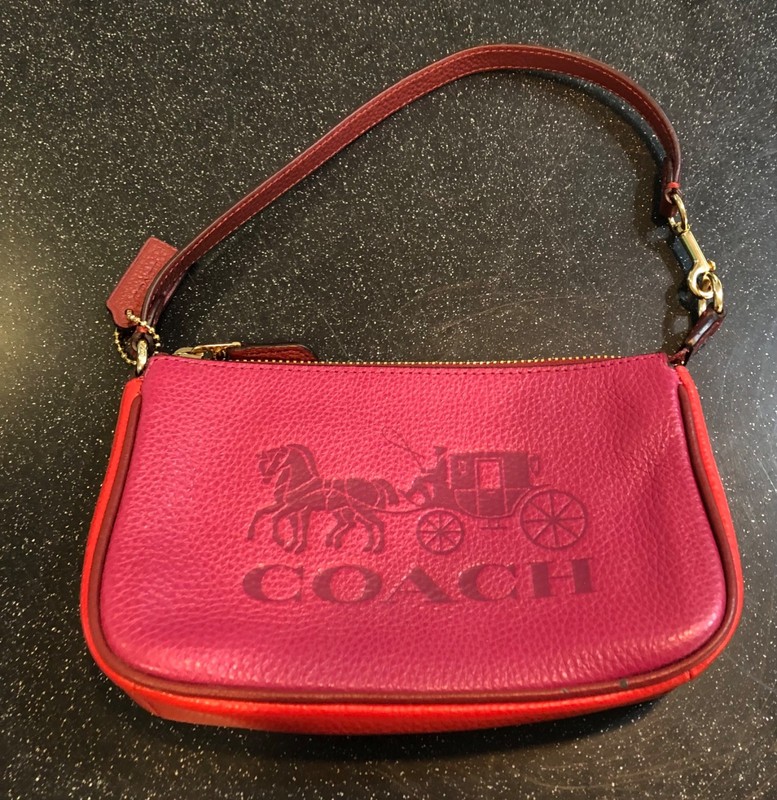 Coach C5579 Nolita 19 With Horse & Carriage Wristlet/Mini Bag Pink/Red NWOT F/S