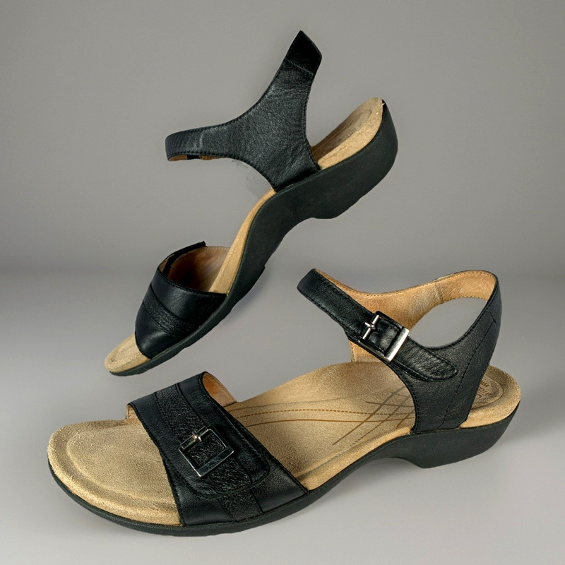 Abeo Biosystem Womens NORA Black Leather Sandal Metatarsal Arch Support,10 MINT!
