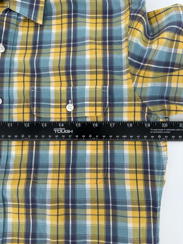 BANANA REPUBLIC GRANT FIT 100% COTTON SHIRT WHITE, NAVY & YELLOW Sz SMALL, S gallery