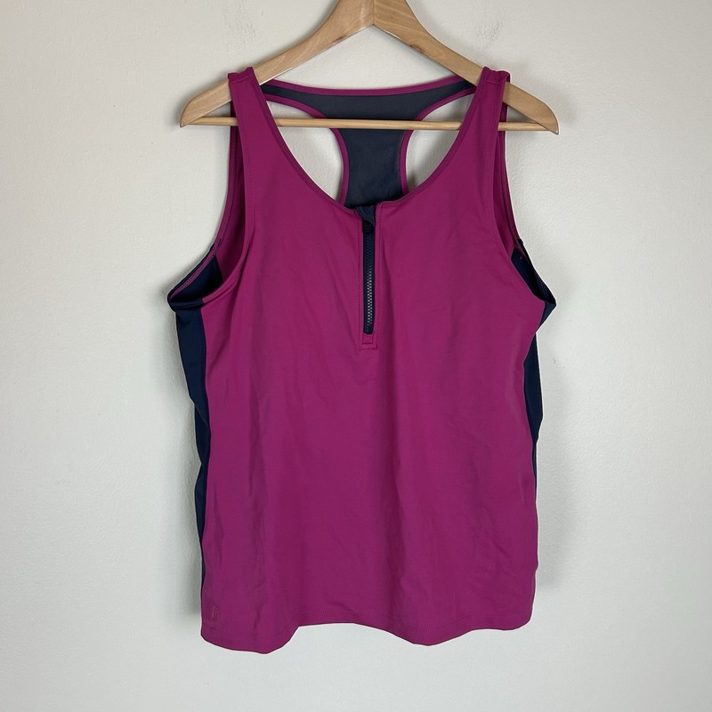 RUBY RIBBON 1/4 ZIP FRONT SPORT DEMI TANK Top Shaping Purple Plus Size 46