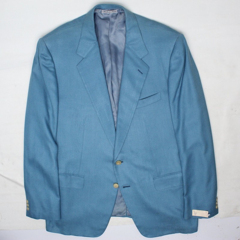 NWT Davide Cenci x Belvest Sport Coat Mens 46L Sky Blue Silk Jacket Blazer Italy