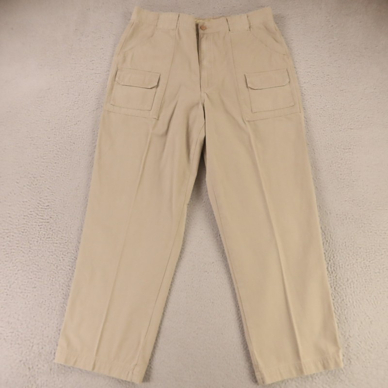 Cabelas Pants Mens 38 Beige 100% Cotton Duck Canvas Cargo 7 Pocket Hiker 38×30