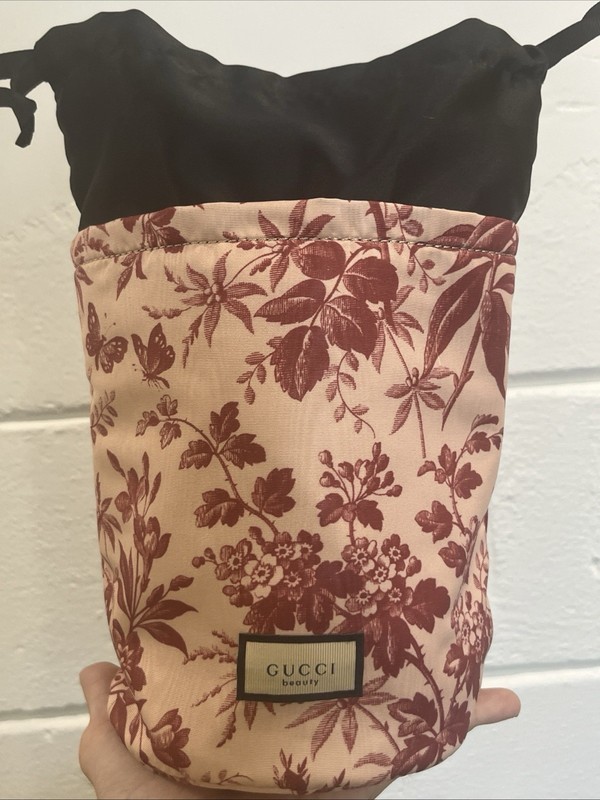 Gucci Beauty VIP GIFT NEW Blush Burgundy Cotton Tote Bag Floral Print Flowers