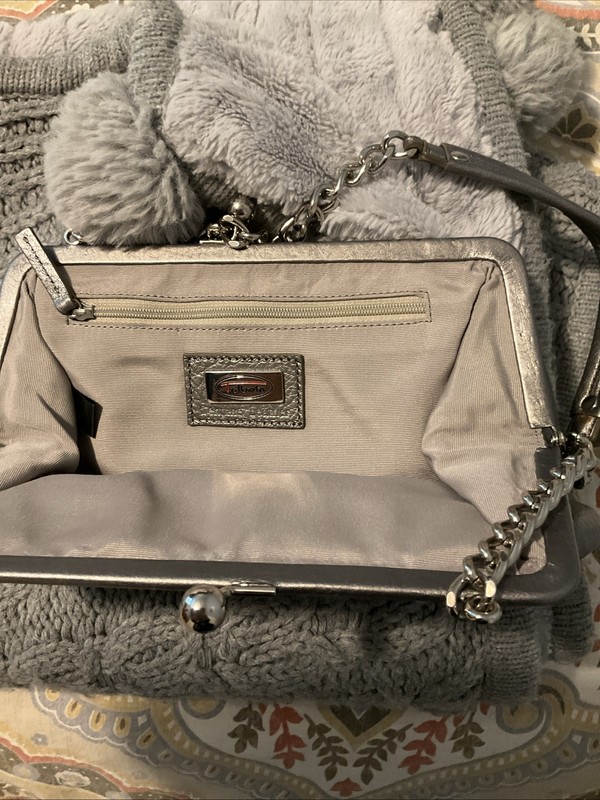 Silver Evening Clutch Bag with Chain Strap for Formal Occasions Talbots gallery