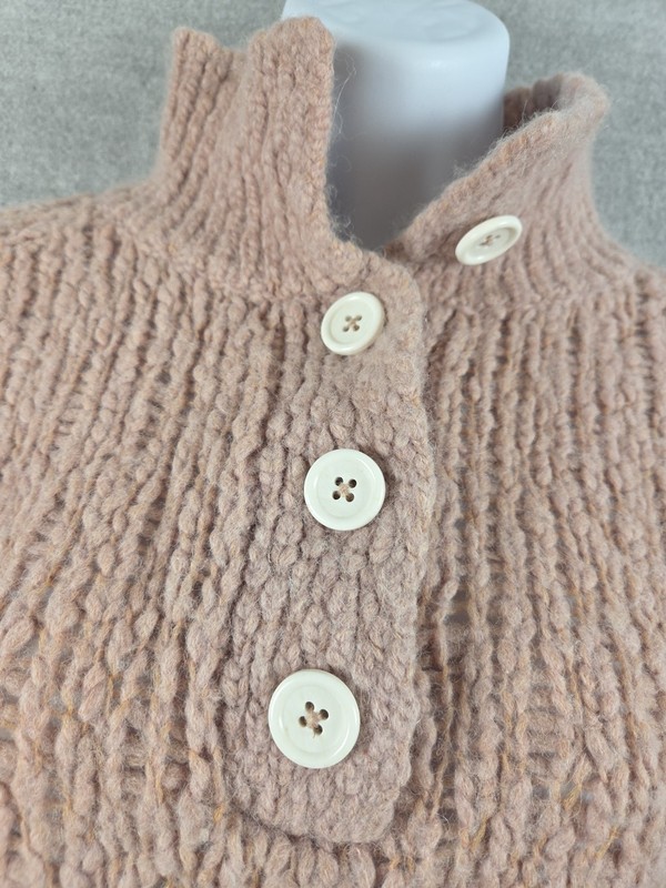 Everlane Alpaca Wool Cropped Sweater Size S Fuzzy Pale Pink Button Neck Fairy gallery