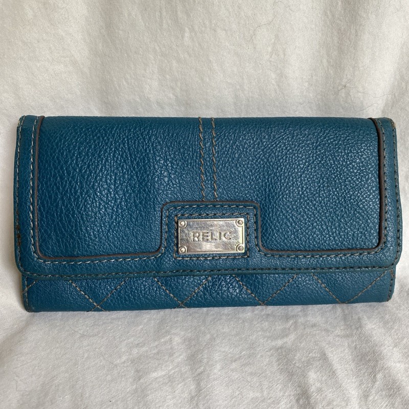 Relic Ladies Leather Wallet Folding Dark Teal 7.5 X 4 Inches