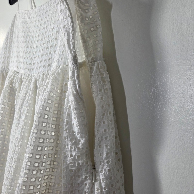 Urban Outfitters White Katrina Eyelet Babydoll Tiered Mini Dress Women's Size 10 gallery
