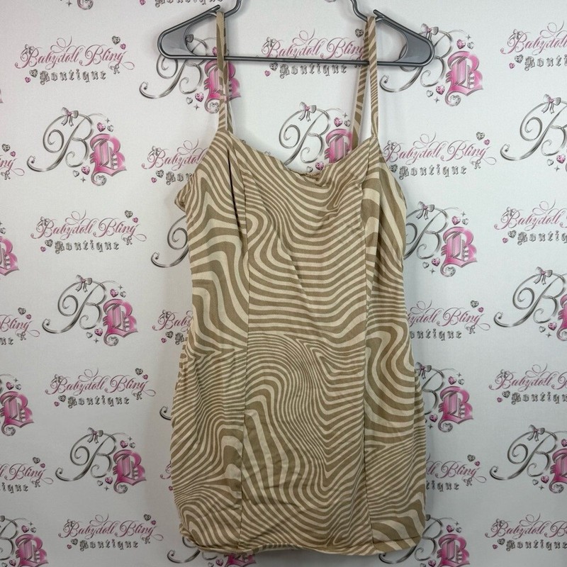 H&M divided dress mini psychedelic groovy, pattern, cream, white Beige Swirl