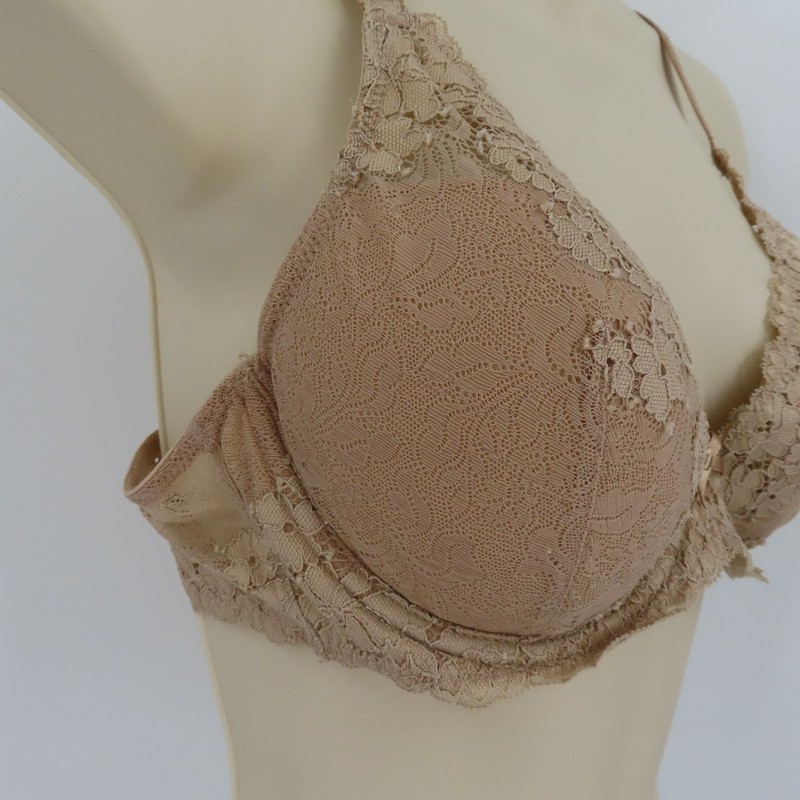 B Temptd Wacoal 36B Insta Ready Plunge Bra 953229 Solid Beige Lace Underwire gallery