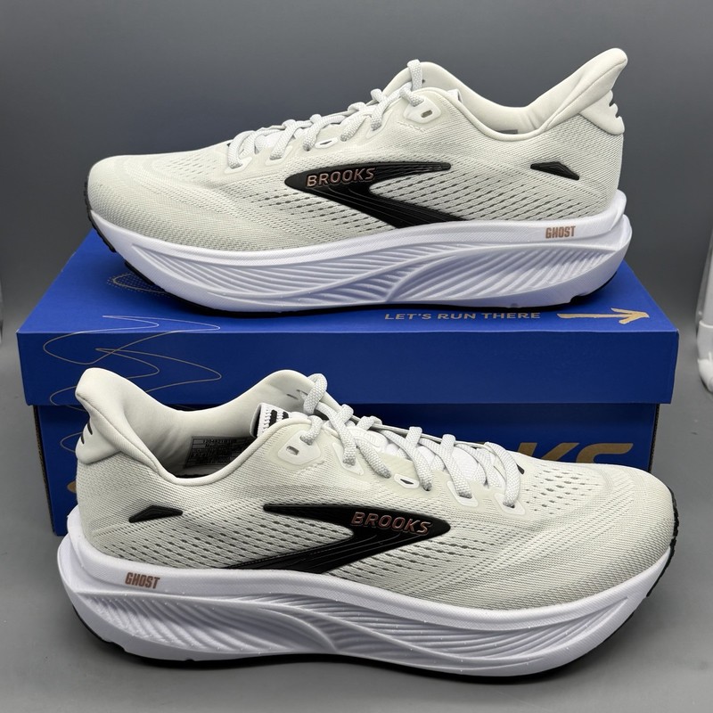 Brooks Ghost 18 Women’s 9.5 B Running Training Gym Shoes White Black Rose Gold
