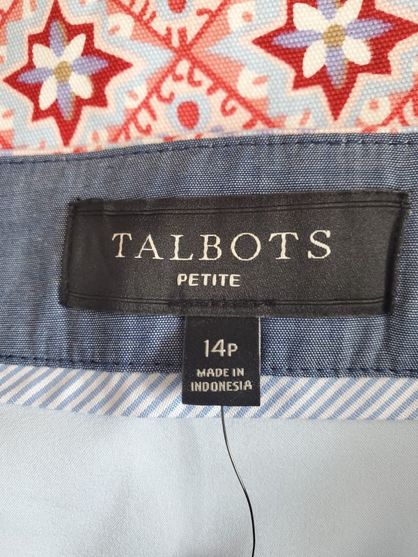 Talbots Petite Cotton Blend Canvas Geo Print Side-Zip A-Line Skirt Size 14P NWT gallery