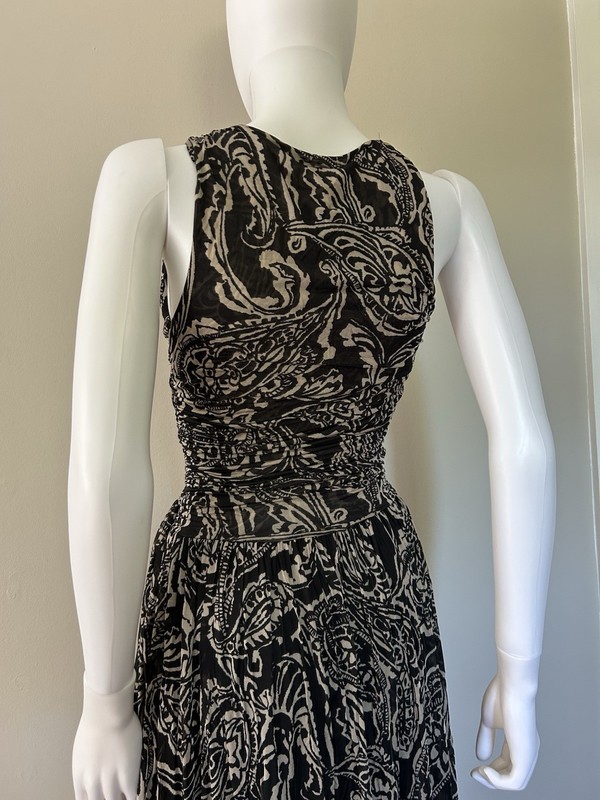 ETRO Milano NWT Silk Paisley Wrap Midi Dress IT 38 US 2 Black Beige Sleeveless gallery