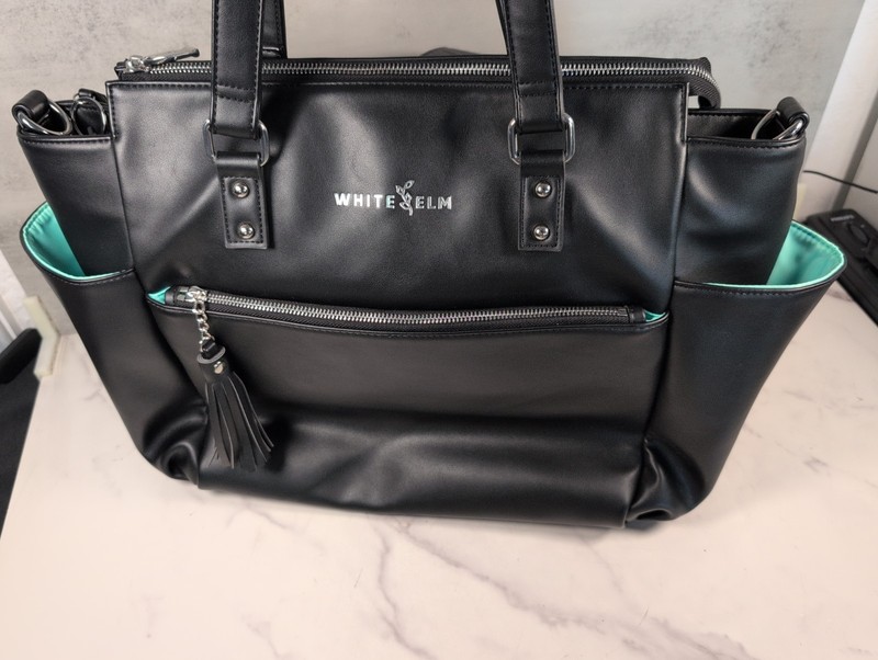 White Elm Gemini Convertible Backpack/Purse Travel Tote in Black & Turquoise