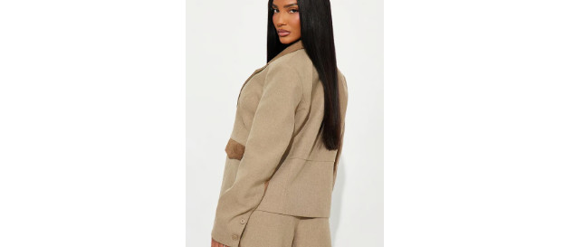 Bonnie Contrast Twill Rigid Blazer and Wide Leg Pant Set M (8-10) | gallery