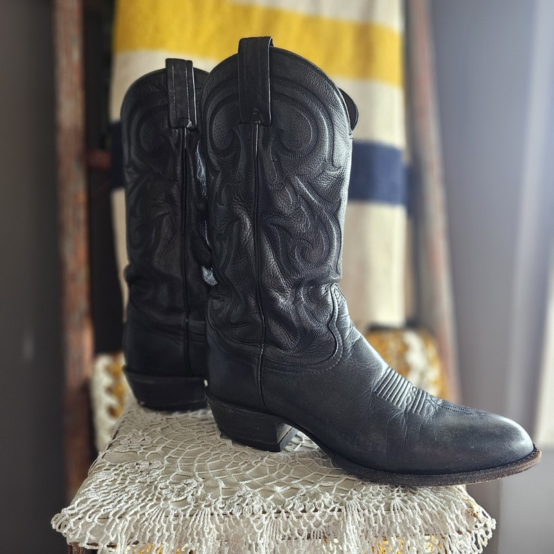 Tony Lama CZ820 Ol Buck Cowboy Boots Men 9 1/2 B Black Leather Western
