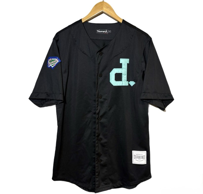 Diamond Supply Co 98 Diamond Black Logo Embroidered Baseball Jersey Mens Size M
