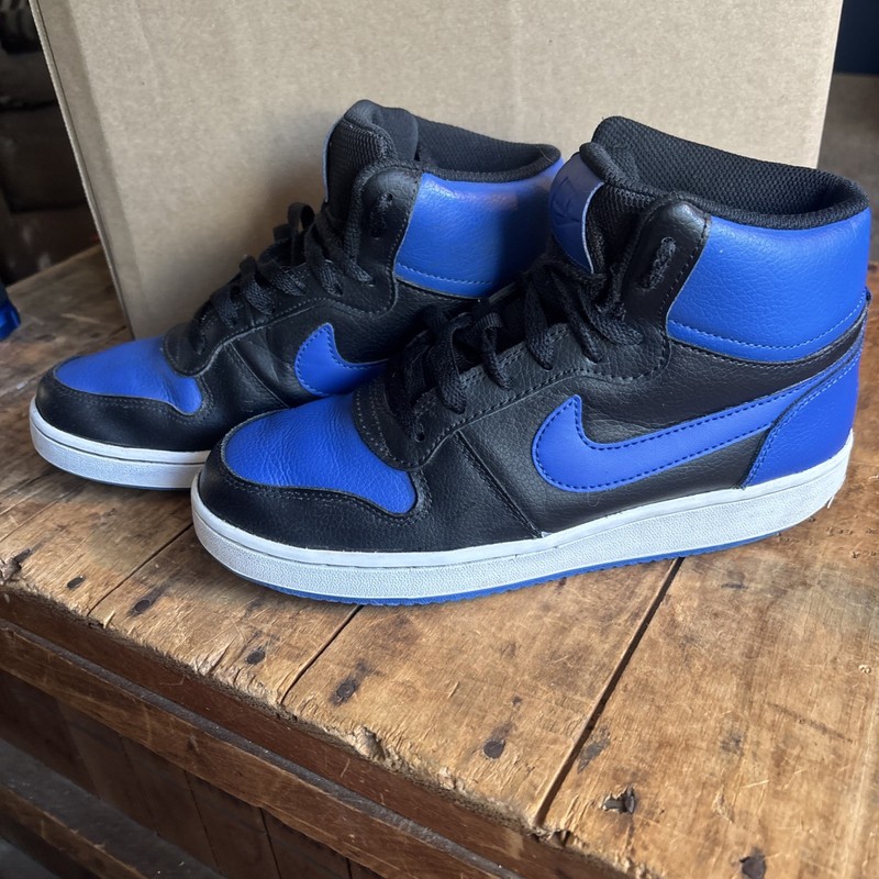 Nike Shoes Mens Size 9.5 Ebernon Mid Black Game Royal Leather Basketball