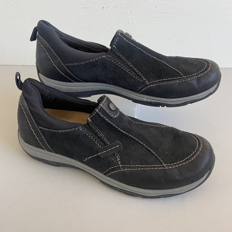 Earth Spirit Shoes Womens Sz 6.5 Luci Lucian Casual Loafer Black Slip On Comfort