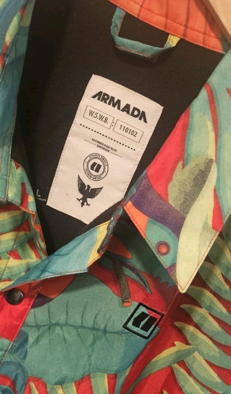 Armada Hans Smoking Toucan Aloha Print Midweight Jacket Mens Sz L - EUC gallery
