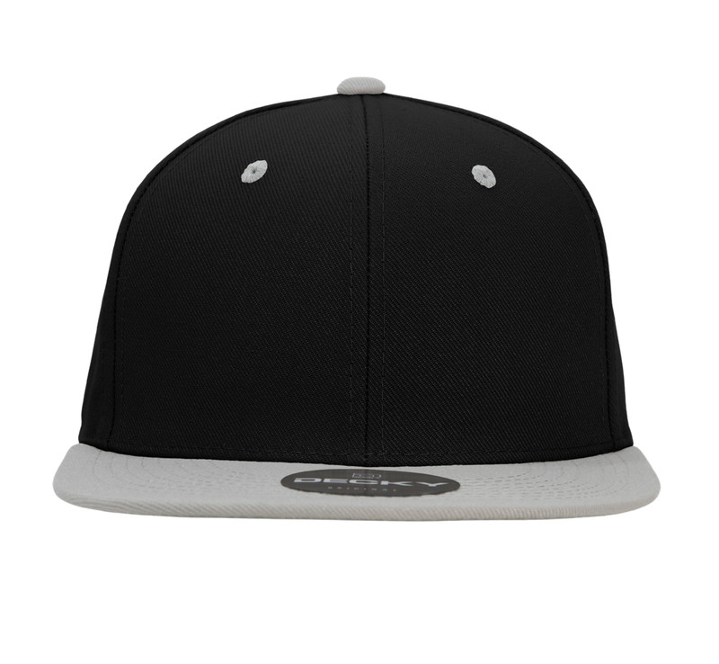 Black & Gray Fitted Flat Bill Plain Solid Blank Baseball Ball Cap Caps Hat Hats gallery